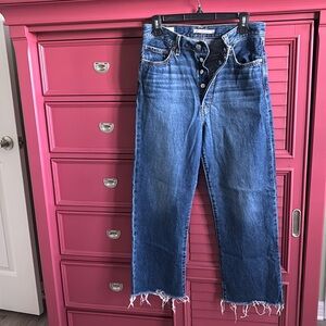Button fly rib cage crop jeans